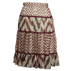 DVF Silk Skirt Tier Chevron Circus Carnival Bohemian Hippie Peansant Midi